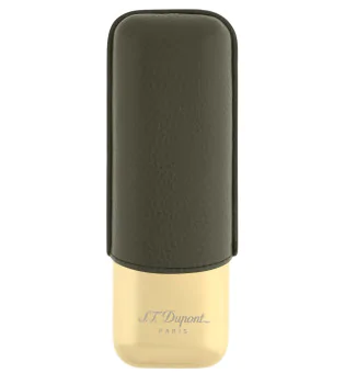 S.T. Dupont θήκη πούρων για 2 πούρα χακί και χρυσαφί 183269