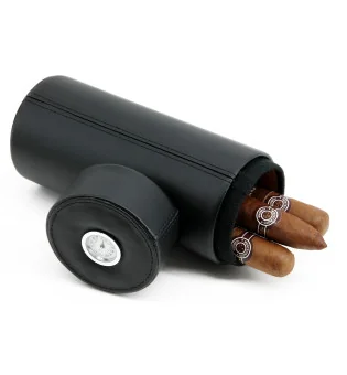 BigSmoke Ταξιδιωτική Δερμάτινη Θήκη Πούρων Tube Cedar με Υγρόμετρο