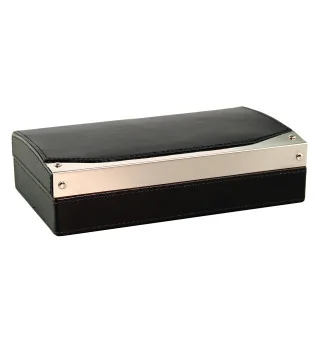 Ταξιδιωτικός υγραντήρας πούρων μαύρο δέρμα με πουροκόφτη