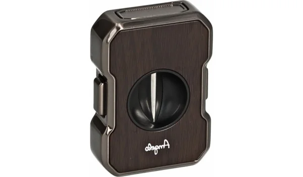 Angelo V-Cut Κόφτης Πούρων ανθρακί με υφή ξύλου