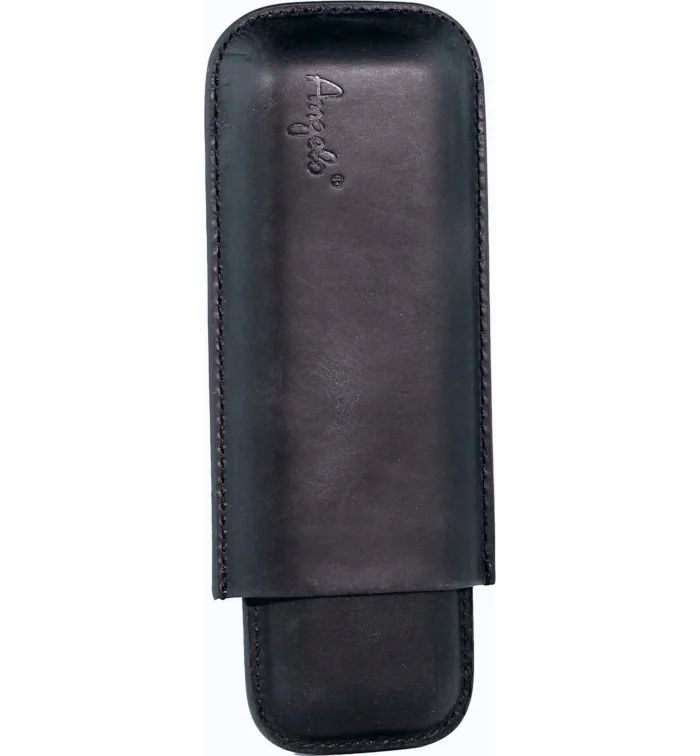 Angelo δερμάτινη θήκη πούρων για 2 πούρα μαύρη