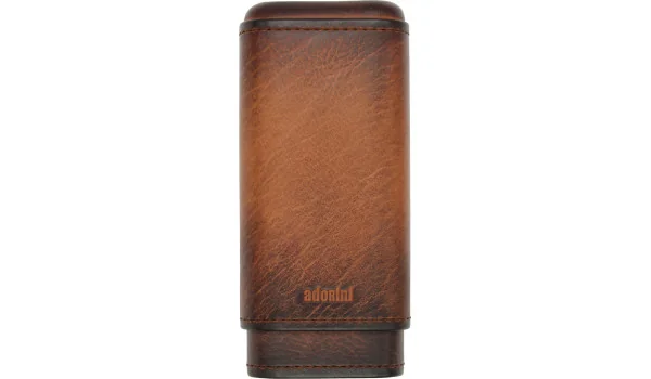 adorini Genuine Vintage δερμάτινη θήκη πούρων για 2-3 πούρα καφέ