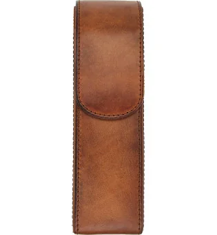 Adorini vintage δερμάτινη θήκη για 2 πούρα καφέ με πουγκάκι για πουροκόφτη ή αναπτήρα