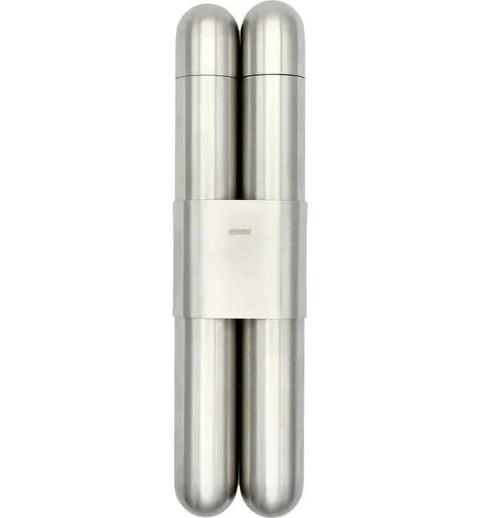 adorini Θήκη για Δυο Πούρα από Ανοξείδωτο Ατσάλι με Σατινέ Φινίρισμα / Κέδρος εικόνα 2