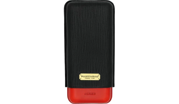 Partagas Τριπλή Δερμάτινη Θήκη Πούρων Μαυροκόκκινη εικόνα 2