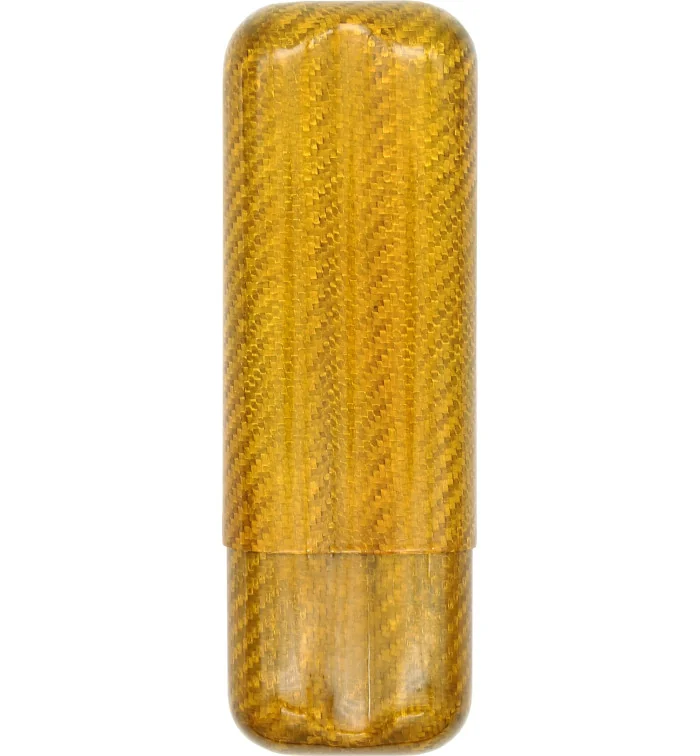 Carbon Fiber χρυσαφί θήκη πούρων για 2 πούρα με 57 Ring Gauge εικόνα 2