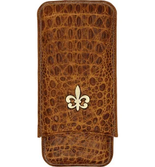 Montecristo Fleur de Lis Croco δερμάτινη θήκη πούρων καφέ 3 τμχ