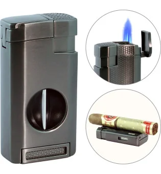 adorini Triple Jet V-Cut Gun αναπτήρας κόφτης πούρων μαύρος